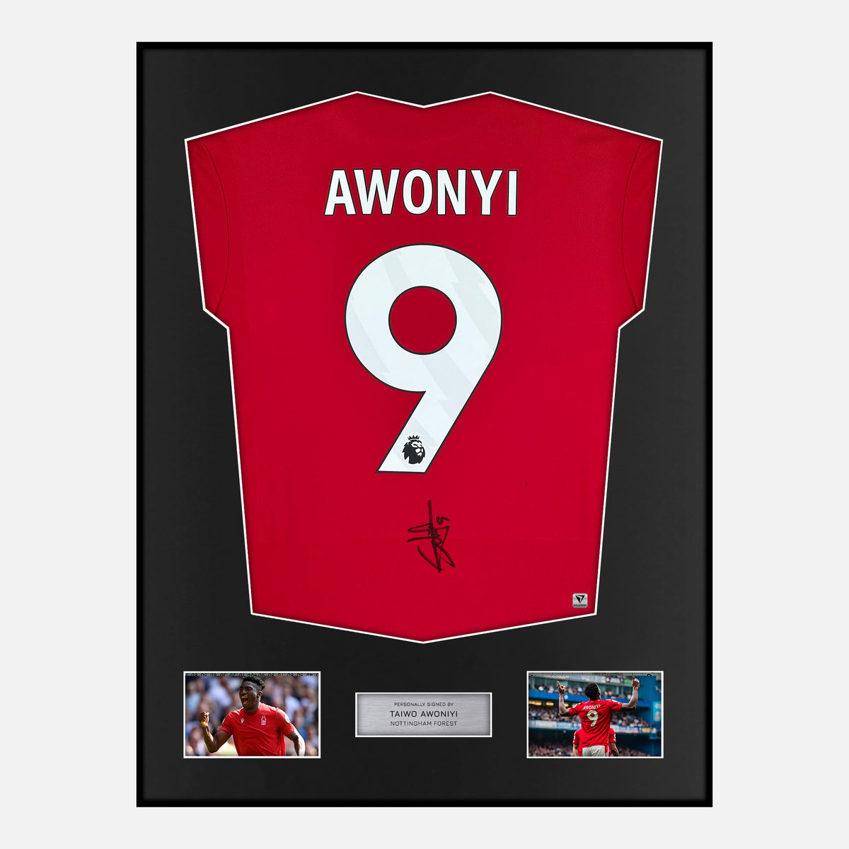 Framed Taiwo Awoniyi Signed Nottingham Forest Shirt Home Red [Classic] — Verified autograph with NFC and certificate | The Vault