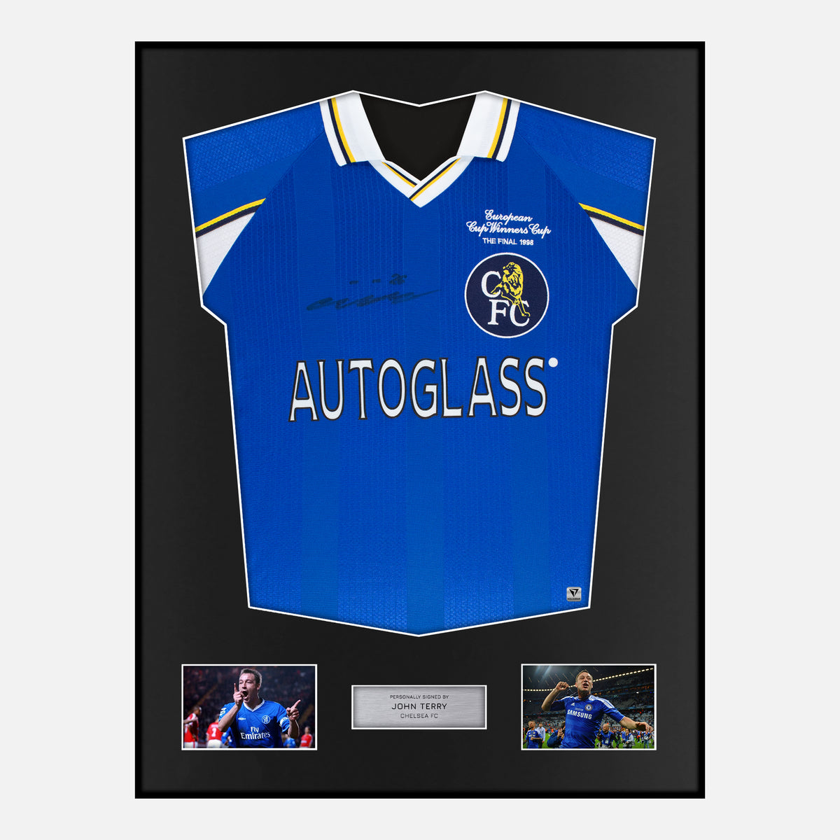 Framed John Terry Signed Chelsea Shirt 1998 Winners Cup Final [Classic] — Verified autograph with NFC and certificate | The Vault