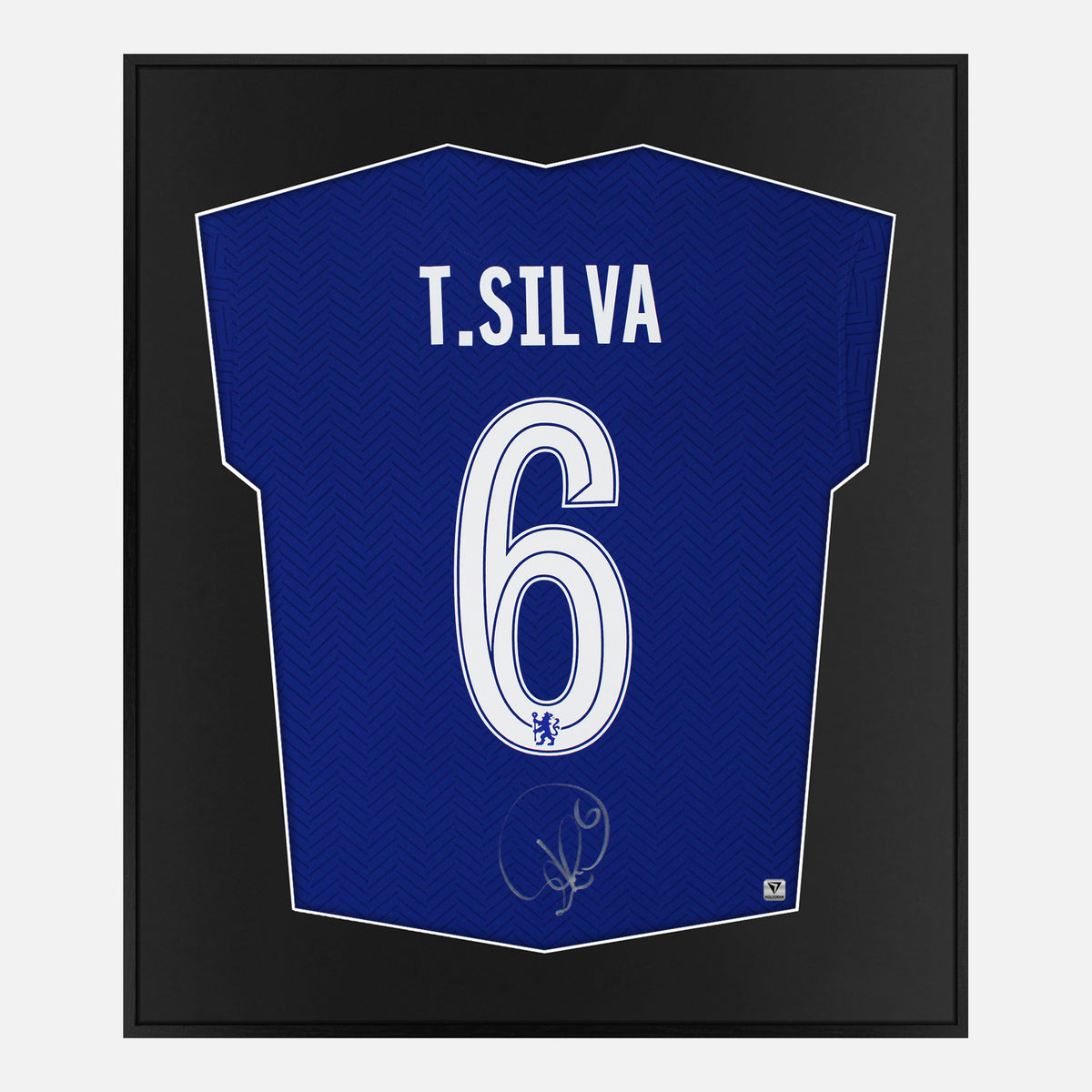 Framed Thiago Silva Signed Chelsea Shirt, Number 6 [Lite] — Authentic signature with NFC and COA | The Vault