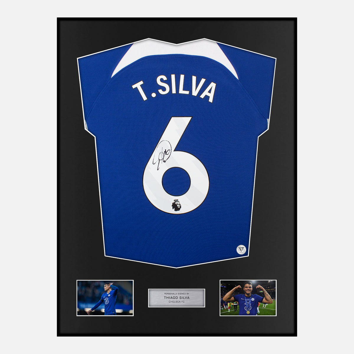 Framed Thiago Silva Signed Chelsea Shirt 2023-24 Home [Classic] — Verified autograph with NFC and certificate | The Vault