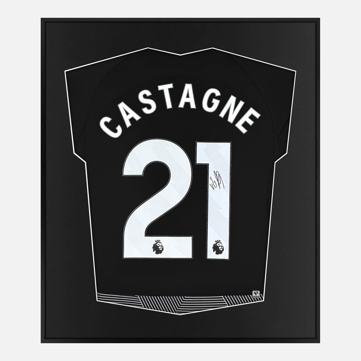 Framed Castagne Signed Fulham Shirt, Black Third away [Lite] — Authentic signature with NFC and COA | The Vault