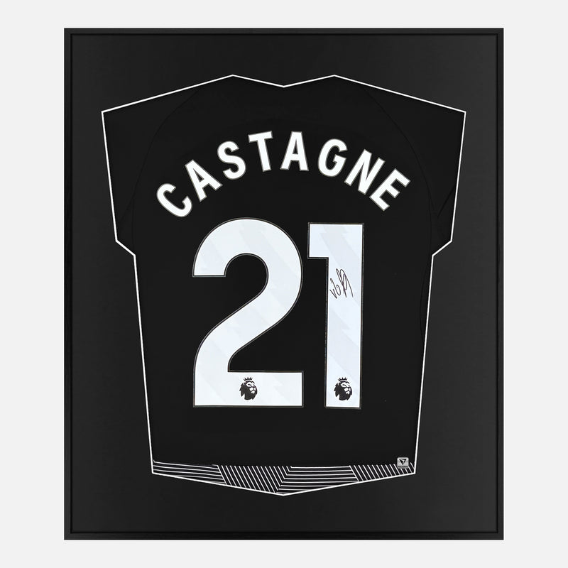 Framed Castagne Signed Fulham Shirt, Black Third away [Mini]