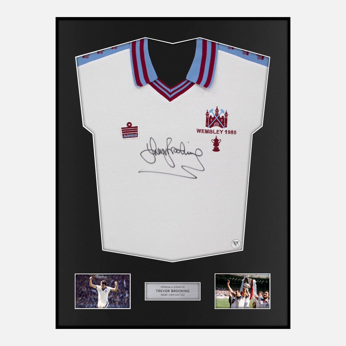 Framed Trevor Brooking Signed West Ham Shirt 1980 FA Cup Final [Classic] — Verified autograph with NFC and certificate | The Vault