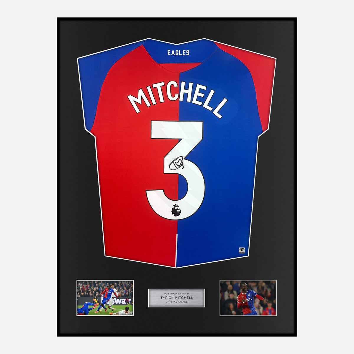 Framed Tyrick Mitchell Signed Crystal Palace Shirt 2023-24 Home [Classic] — Verified autograph with NFC and certificate | The Vault