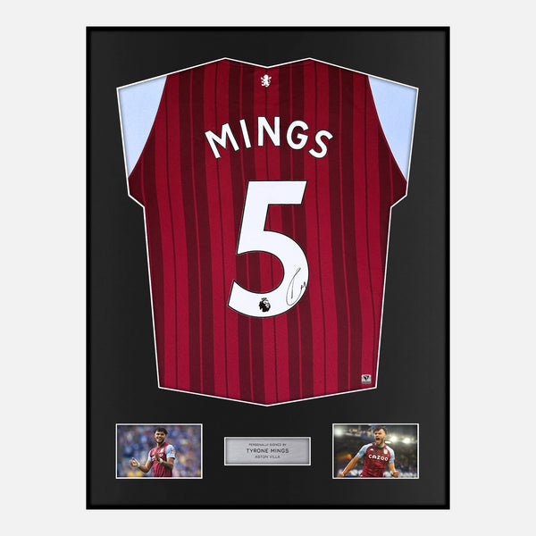 Framed Tyrone Mings Signed Aston Villa Shirt 2021-22 Home [Modern]