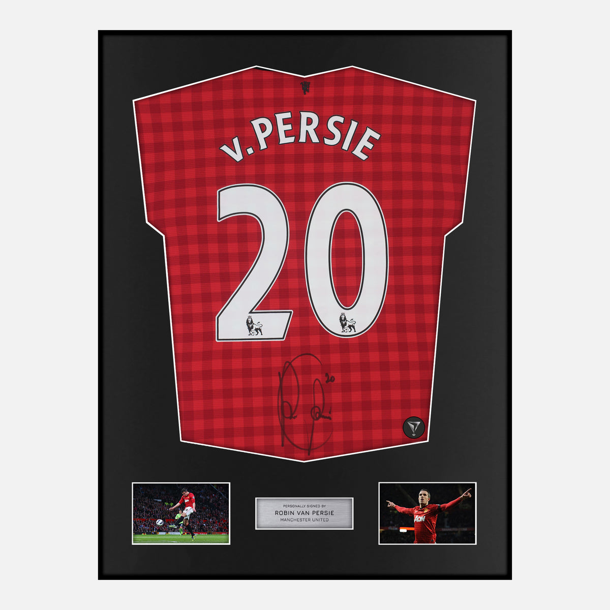 Framed Robin Van Persie Signed Manchester United Shirt Home 2012-13 [Classic] — Classic framed Manchester United shirt signed by Robin Van Persie | The Vault