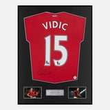 Framed Nemanja Vidic Signed Manchester United Shirt 2010-11 Home [Classic]