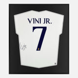 Framed Vinícius Junior Signed Shirt, Real Madrid Home [Mini]