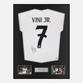 Framed Vinicius Junior Signed Real Madrid Shirt 2024-25 New [Classic]