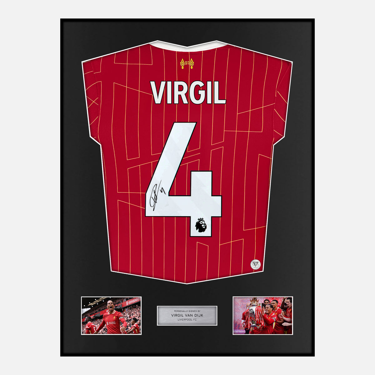 Framed Virgil Van Dijk Signed Liverpool Shirt 2024-25 Home [Classic] — Classic framed Liverpool shirt signed by Virgil van Dijk | The Vault
