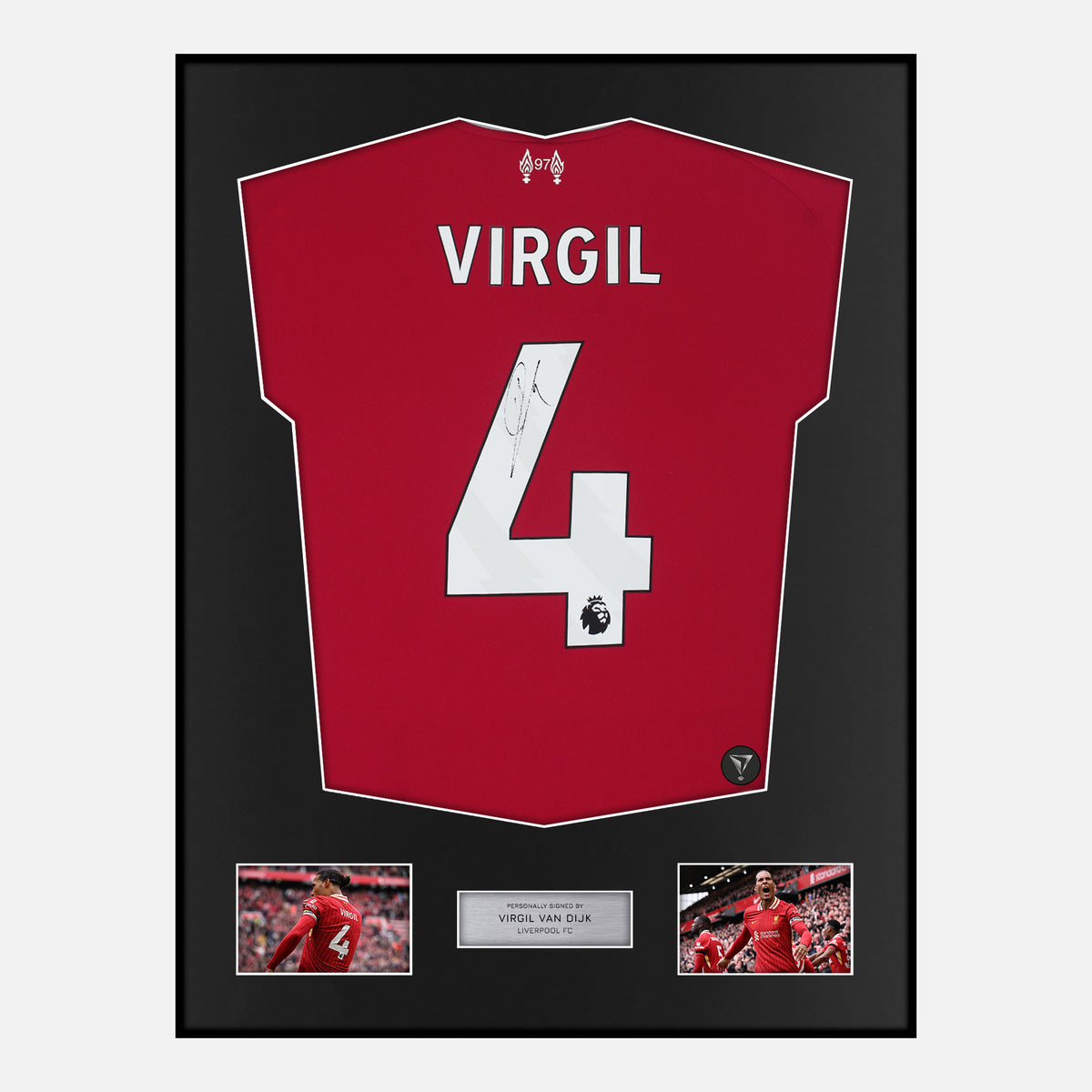 Framed Virgil Van Dijk Signed Liverpool Shirt Home [Classic] — Classic framed Liverpool shirt signed by Virgil van Dijk | The Vault