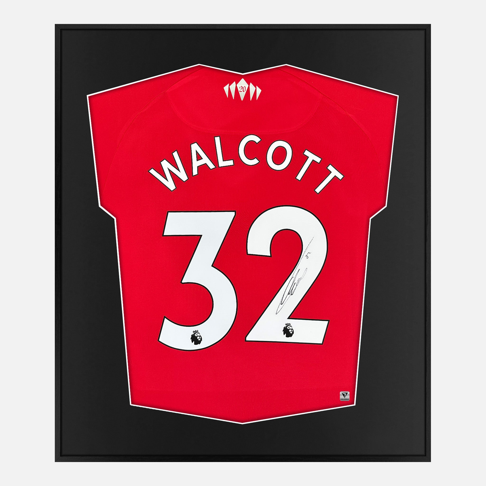 Framed Theo Walcott Signed Southampton Shirt 2021-22 Home [Mini] New