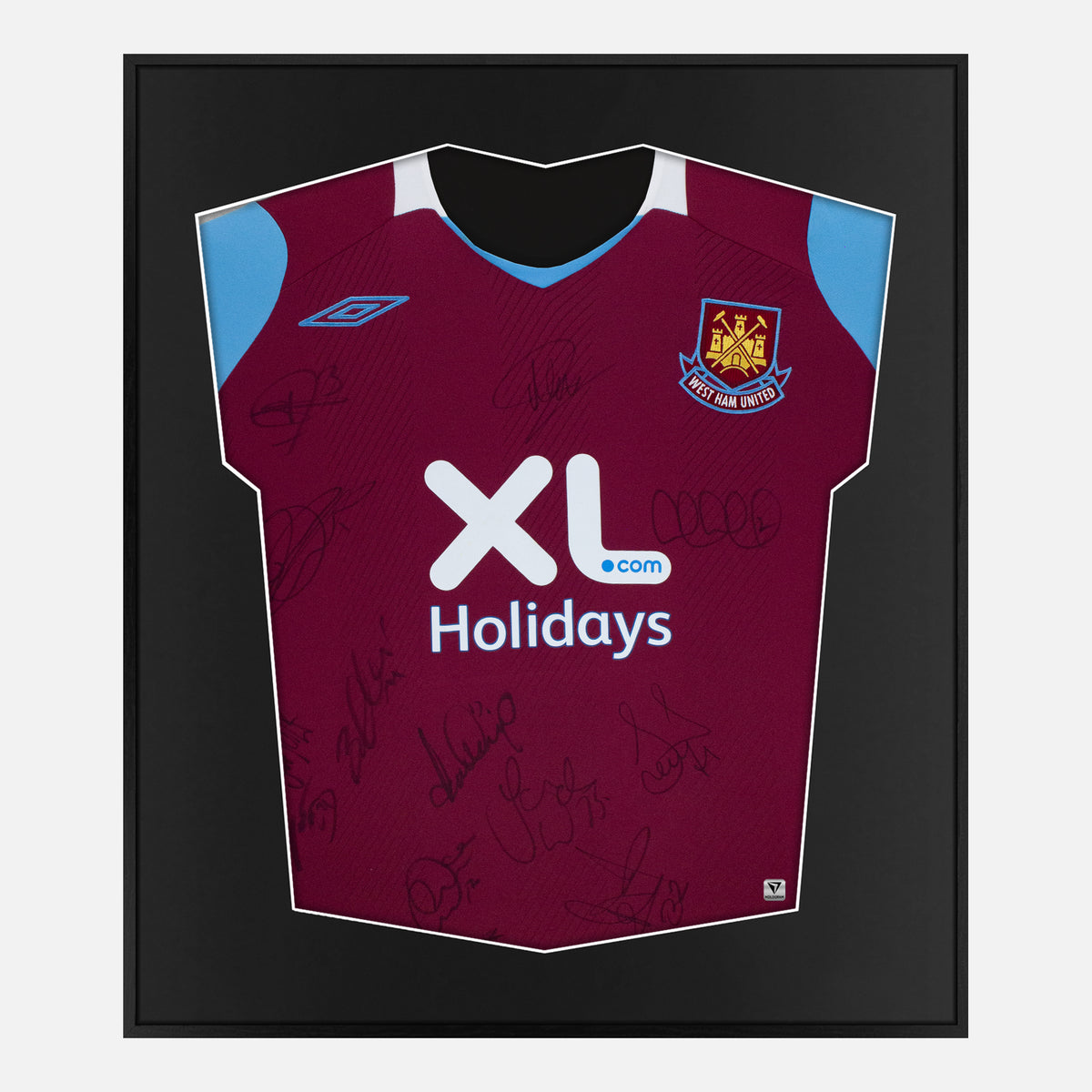 Framed West Ham Signed Shirt, Full squad [Lite] — Authentic signature with NFC and COA | The Vault