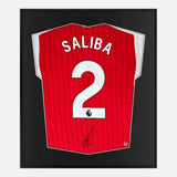 Framed William Saliba Signed Shirt, Arsenal, Red Home [Lite]