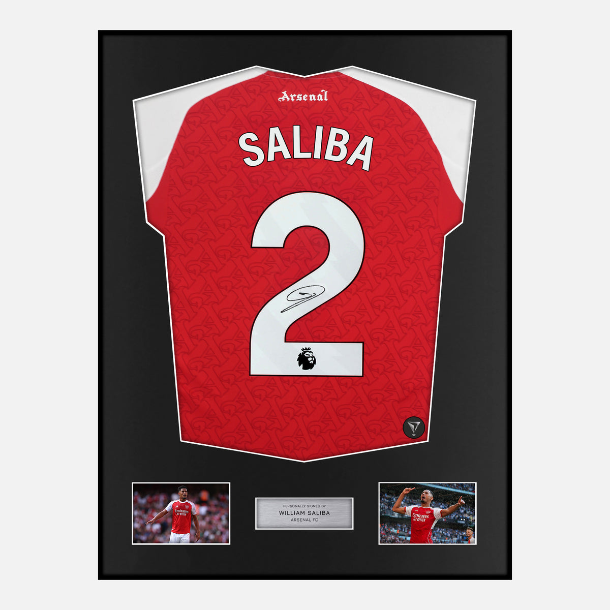 Framed William Saliba Signed Arsenal Shirt 2025-26 Home [Classic] — Classic framed Arsenal shirt signed by William Saliba | The Vault