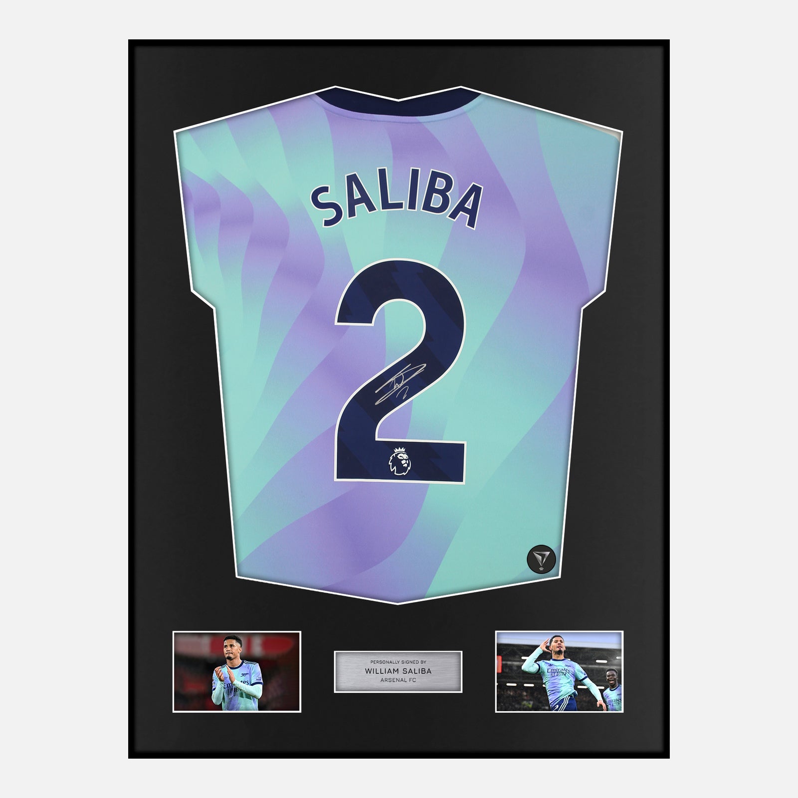 Framed William Saliba Signed Arsenal Shirt Third away | Classic