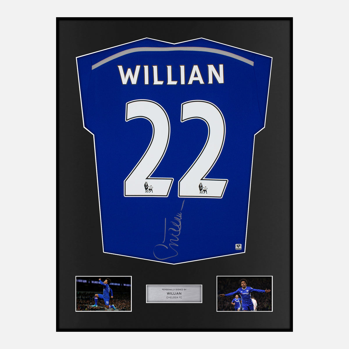 Framed Willian Signed Chelsea Shirt 2014-15 Home [Classic] — Verified autograph with NFC and certificate | The Vault