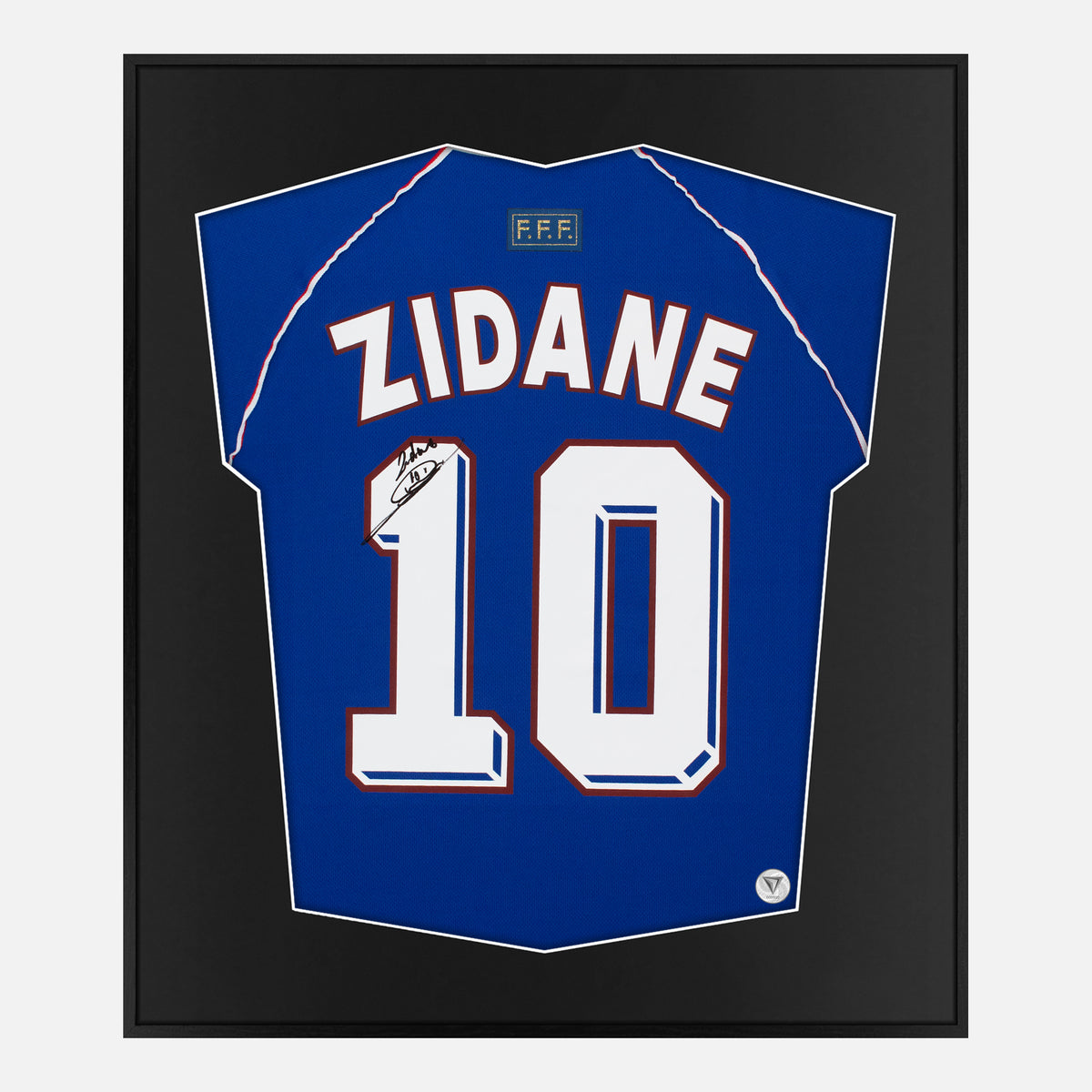 Framed Zidane Signed Shirt, 1998 World Cup Winners [Lite] — Authentic signature with NFC and COA | The Vault