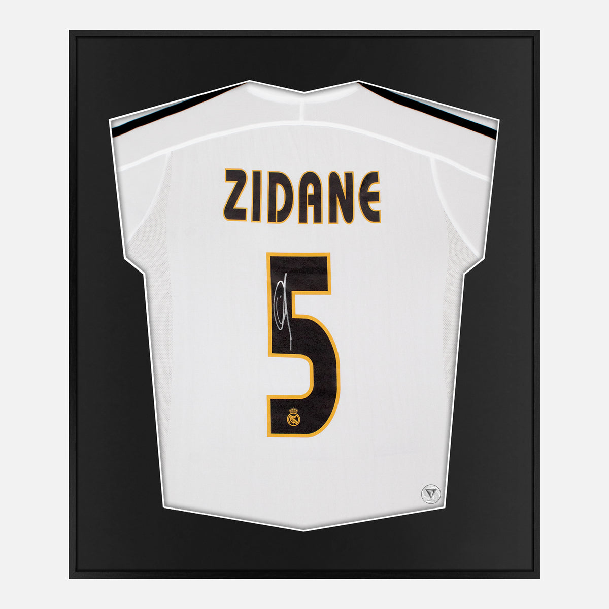 Framed Zidane Signed Shirt, White Real Madrid [Lite] — Authentic signature with NFC and COA | The Vault