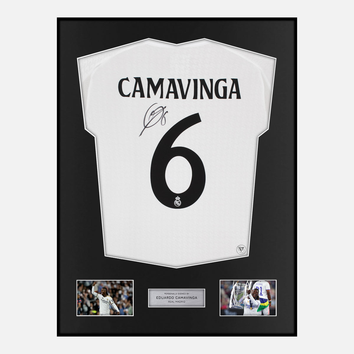 Framed Eduardo Camavinga Signed Real Madrid Shirt 2024-25 Home [Classic] — Verified autograph with NFC and certificate | The Vault