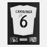 Framed Eduardo Camavinga Signed Real Madrid Shirt 2024-25 Home [Modern]