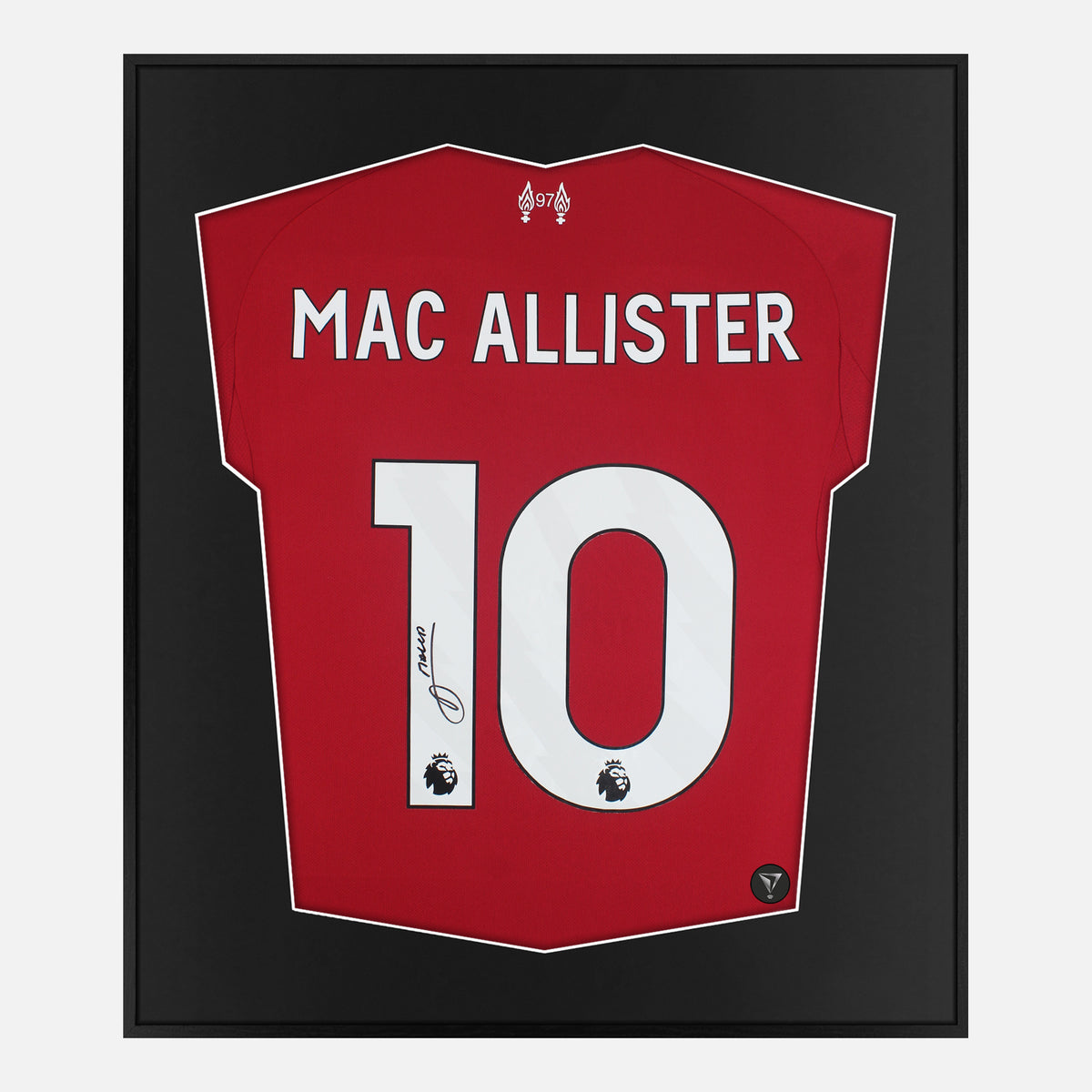 Framed Alexis Mac Allister Signed Liverpool Shirt 2025-26 Home [Lite] — Lite framed Liverpool shirt signed by Alexis Mac Allister | The Vault