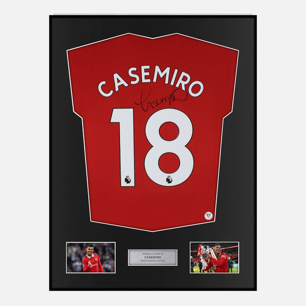 Framed Casemiro Signed Manchester United Shirt Home 2022-23 [Classic]