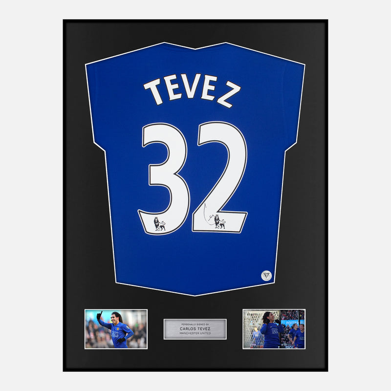 Framed Carlos Tevez Signed Manchester United Shirt 2008-09 Third away [Classic]