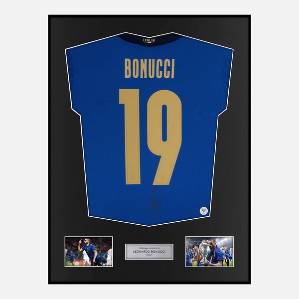 Framed Leonardo Bonucci Signed Italy Shirt Euro 2020 Winners [Classic]