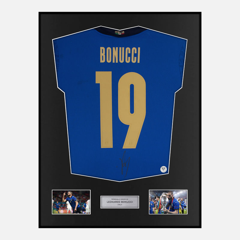 Framed Leonardo Bonucci Signed Italy Shirt Euro 2020 Winners [Classic]