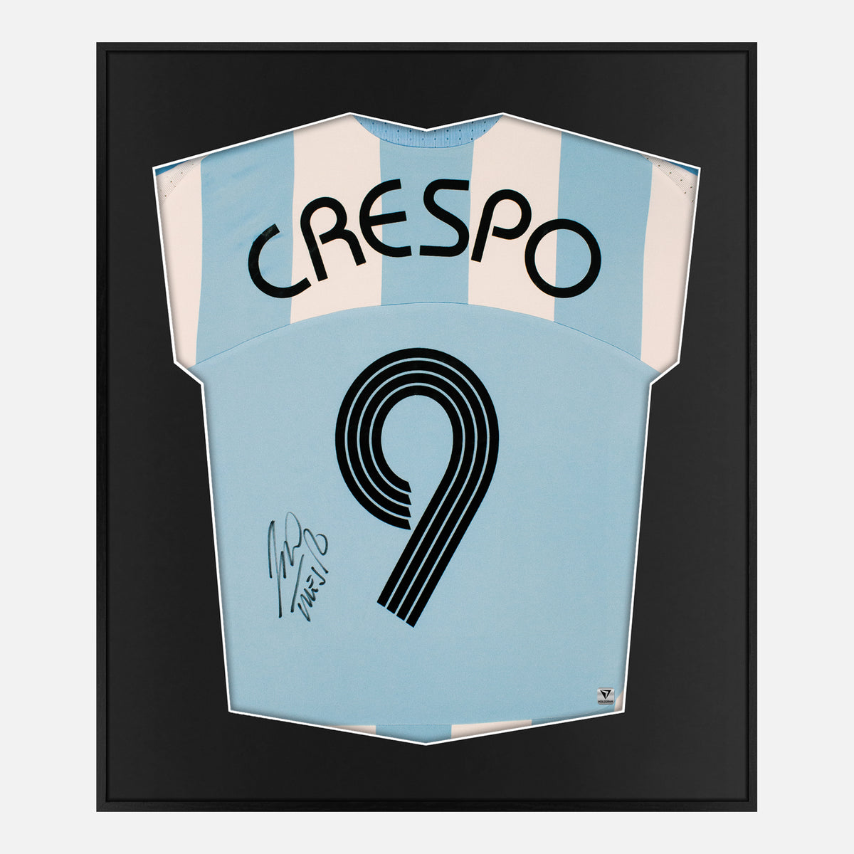 Framed Crespo Signed Shirt, Argentina, Rare & Original [Lite] — Authentic signature with NFC and COA | The Vault