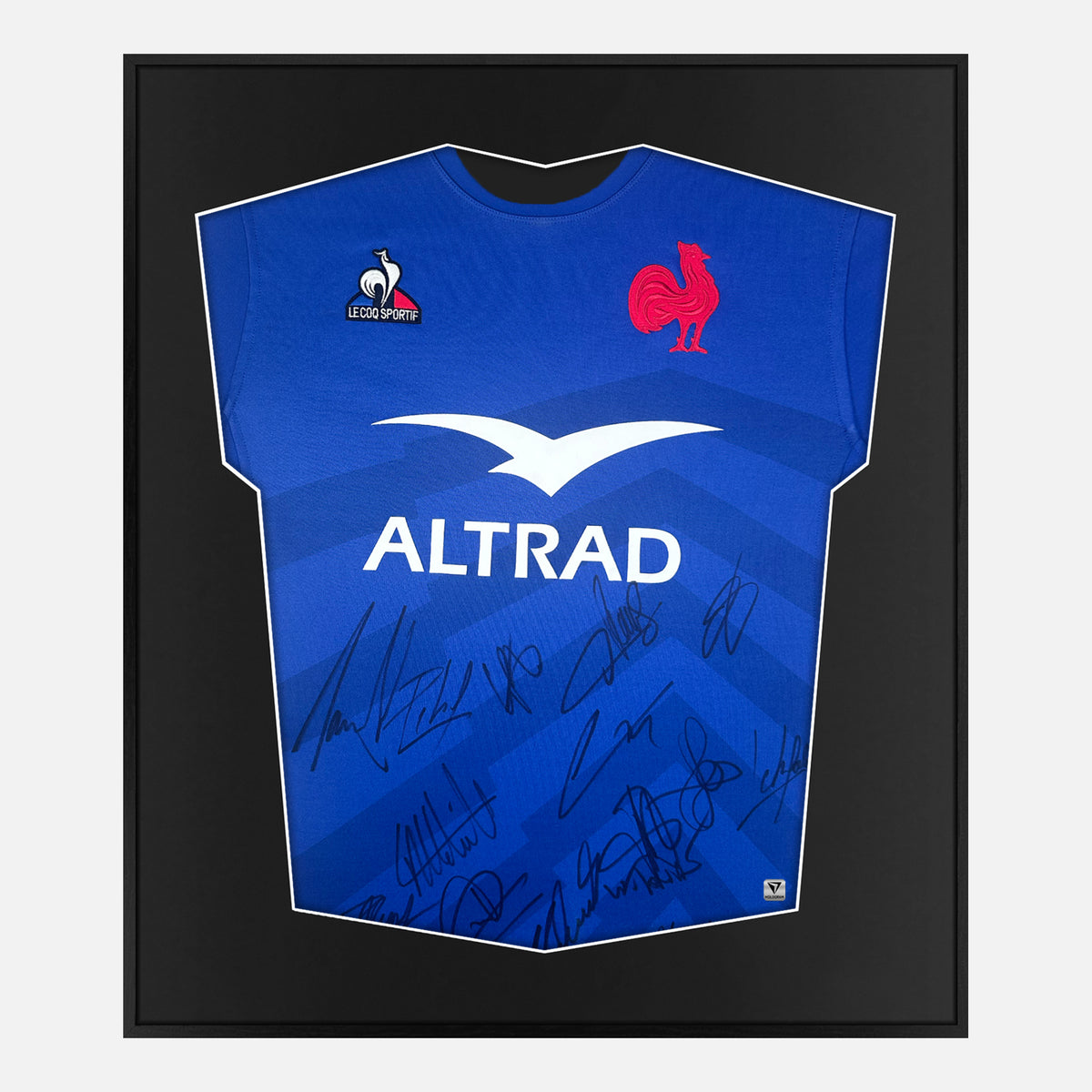 Framed France Signed Shirt, Rugby Squad Home [Lite] — Authentic signature with NFC and COA | The Vault