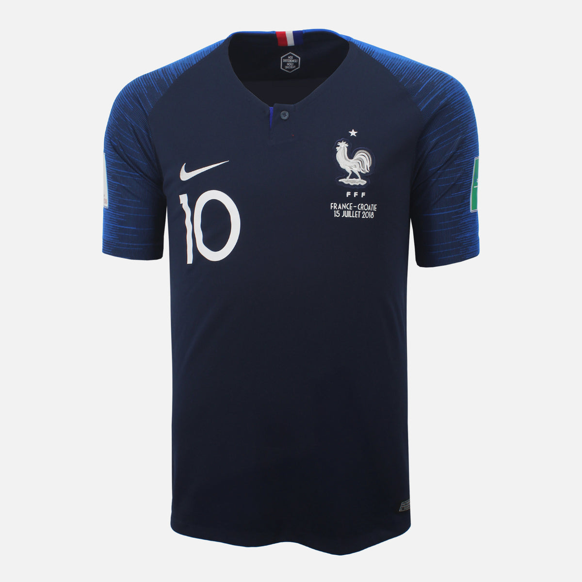 2018 France Home Shirt Mbappe 10 World Cup Final v Croatia [Perfect] L — Verified official France shirt, condition graded | The Vault