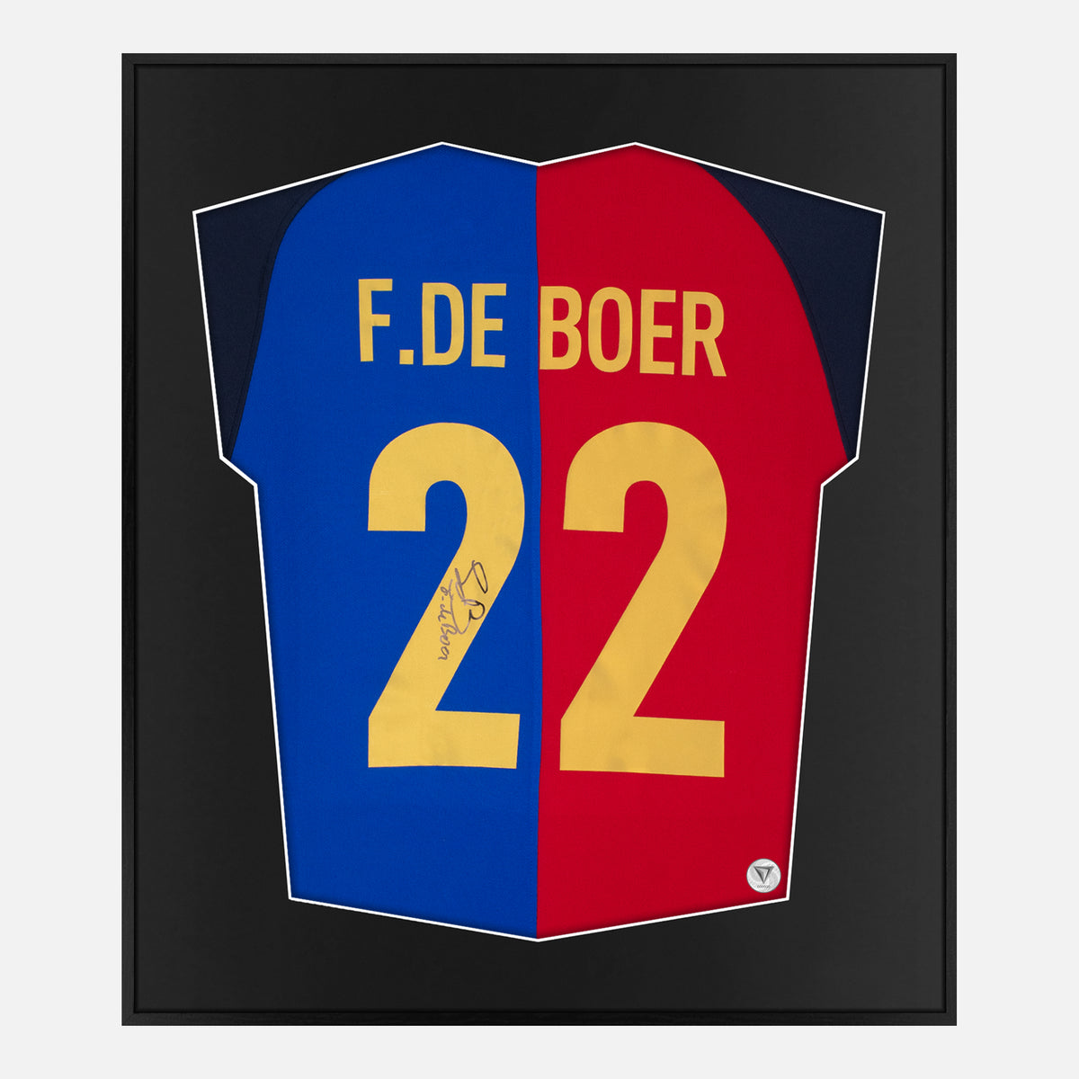 Framed Frank de Boer Signed Shirt, Rare Barcelona autograph  [Lite] — Authentic signature with NFC and COA | The Vault