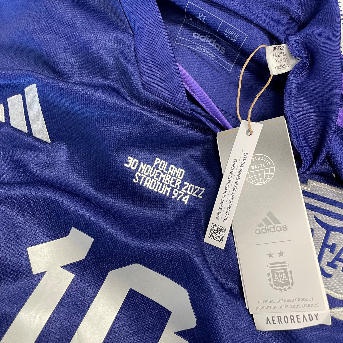 2022 Argentina Away Shirt Messi 10 World Cup Final v Poland [New] XL — Looking after your new Argentina Away shirt | The Vault