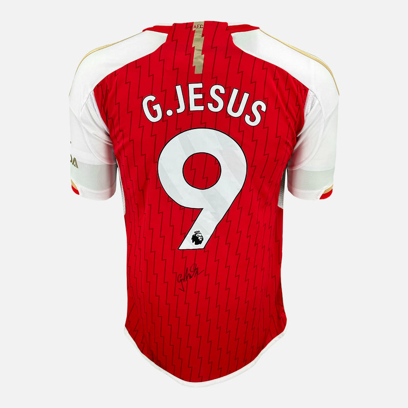 Framed Gabriel Jesus Signed Arsenal Shirt 2023-24 Home [Modern]