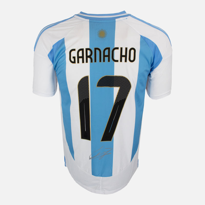 Framed Alejandro Garnacho Signed Argentina Shirt 2024-25 Home [Modern]