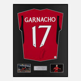 Framed Alejandro Garnacho Signed Manchester United Shirt Home Cup [Modern]