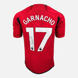 Framed Garnacho Signed Manchester United Shirt, Red Home [Mini]