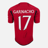 Framed Alejandro Garnacho Signed Manchester United Shirt Home Cup [Classic]