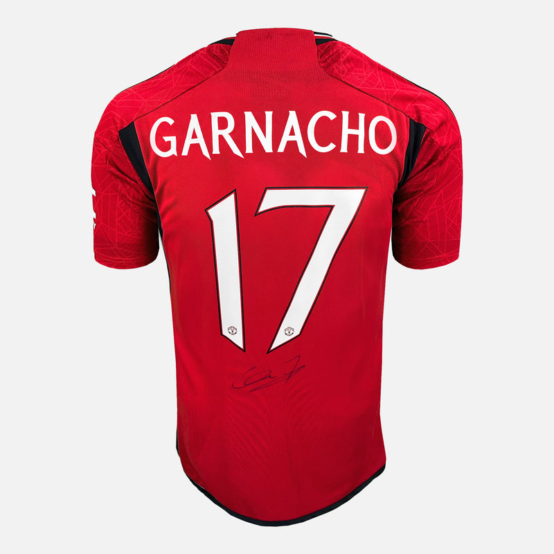 Framed Alejandro Garnacho Signed Manchester United Shirt Home Cup [Mini]