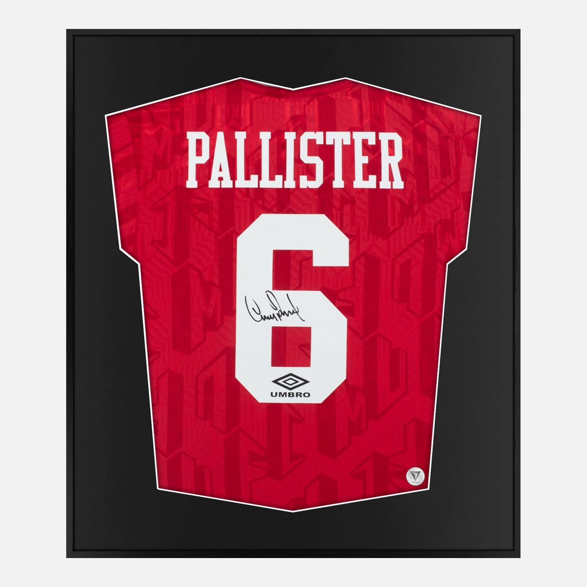 Framed Pallister Signed Manchester United Shirt 1992-94 [Lite] — Authentic signature with NFC and COA | The Vault