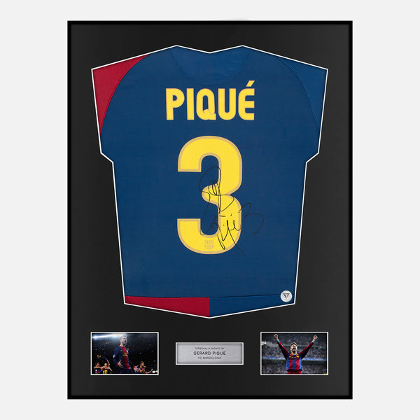 Framed Gerard Piqué Signed Barcelona Shirt 2008-09 Home [Modern]