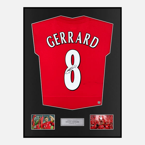 Framed Steven Gerrard Signed Liverpool Shirt Istanbul 2005 [Modern] Clearance
