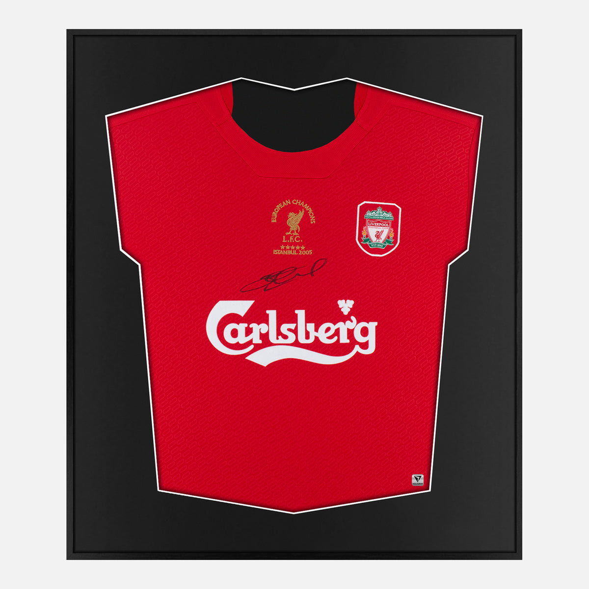 Framed Gerrard Signed Shirt, Liverpool Winners Home [Lite] — Authentic signature with NFC and COA | The Vault