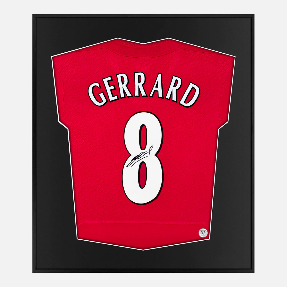Framed Gerrard Signed Shirt,  Liverpool, Number 8 Home [Lite] — Authentic signature with NFC and COA | The Vault