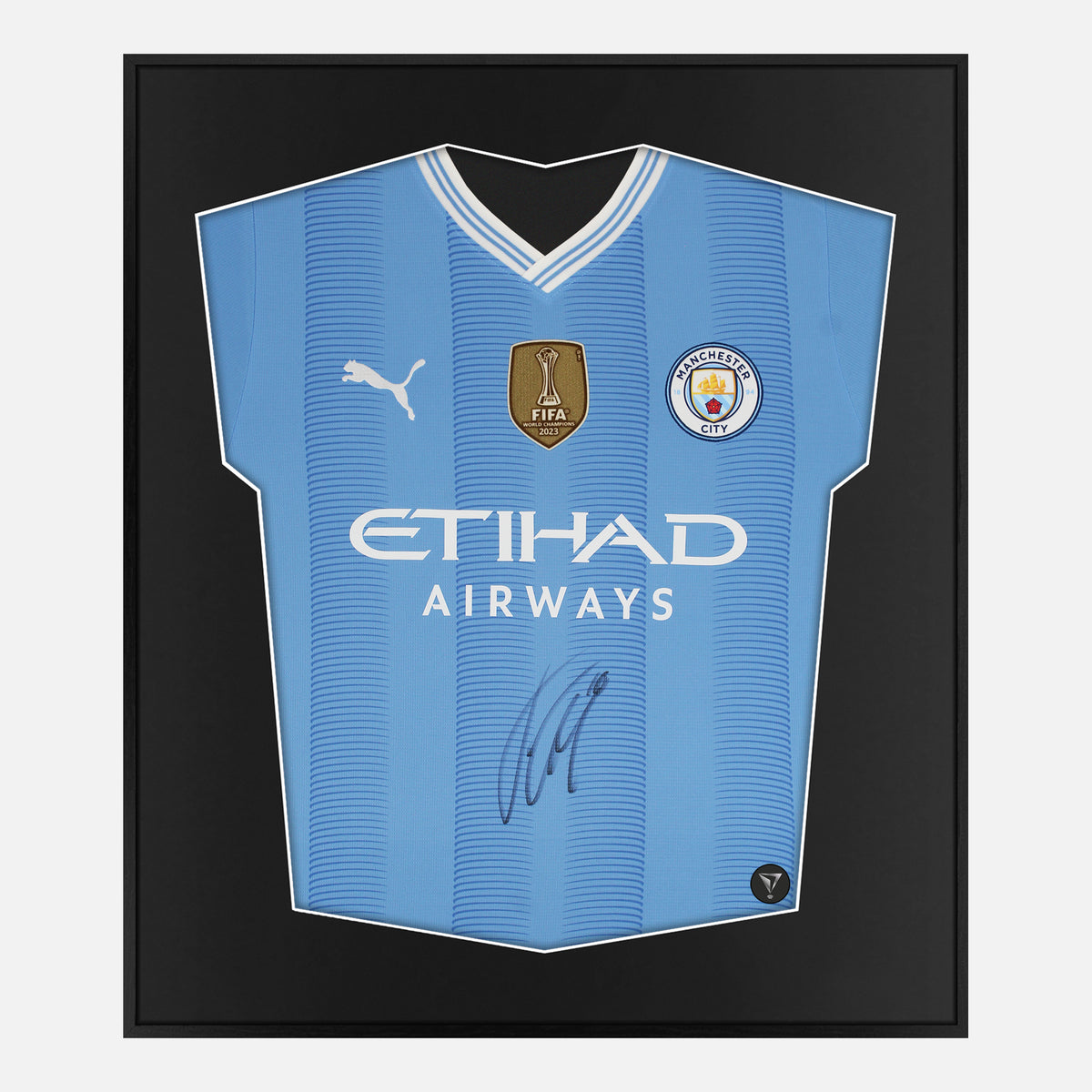 Framed Grealish Signed Shirt, Manchester City Home [Lite] — Lite framed Manchester City shirt signed by Jack Grealish | The Vault