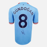 Framed İlkay Gundogan Signed Manchester City Shirt 2022-23 Home [Modern]