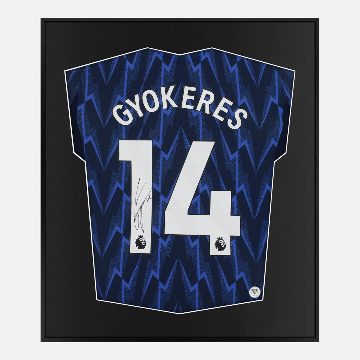 Framed Gyokeres Signed Shirt, Arsenal Away Blue [Lite] — Authentic signature with NFC and COA | The Vault