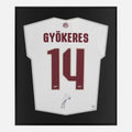Framed Gyokeres Signed Shirt, Arsenal Third away White [Lite]